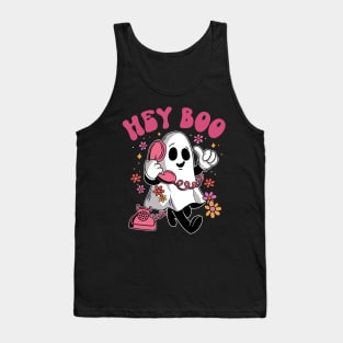 Hey Boo - Groovy Ghost Halloween design for Men, Womens Kids Tank Top